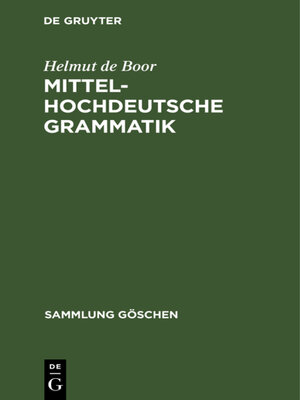 cover image of Mittelhochdeutsche Grammatik